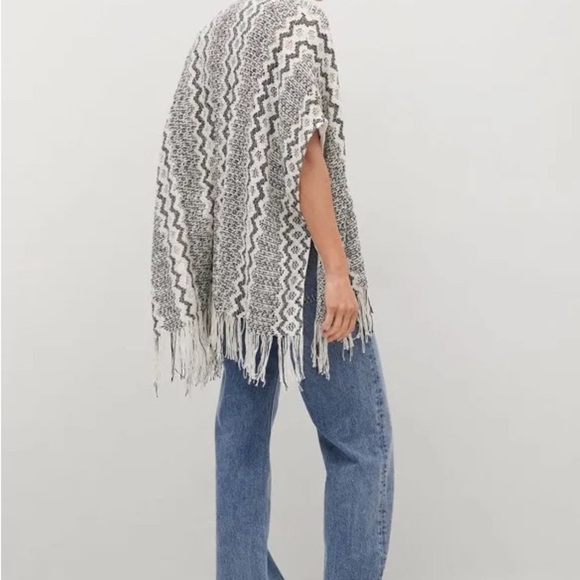 MNG mango open workknit cotton wool blend fridge crochet shawl cardigan - Picture 3 of 8